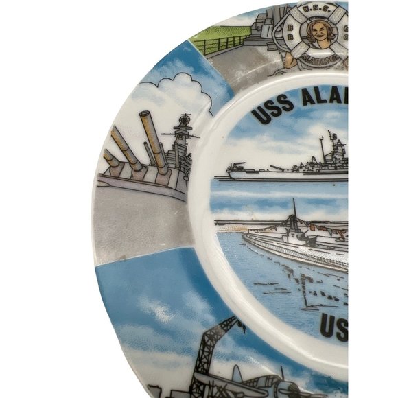Vintage USS Alabama USS Drum Collectible Plate Arrow Jersey City Made in Japan - Picture 3 of 8